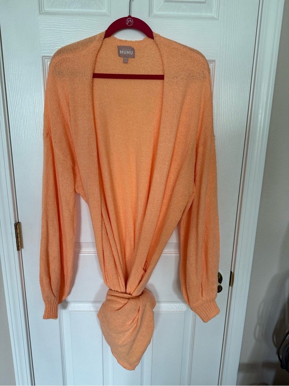 Show Me Your MuMu Sunset Long Cardi Cantaloupe Knit Open Front Coastal chic, XXL